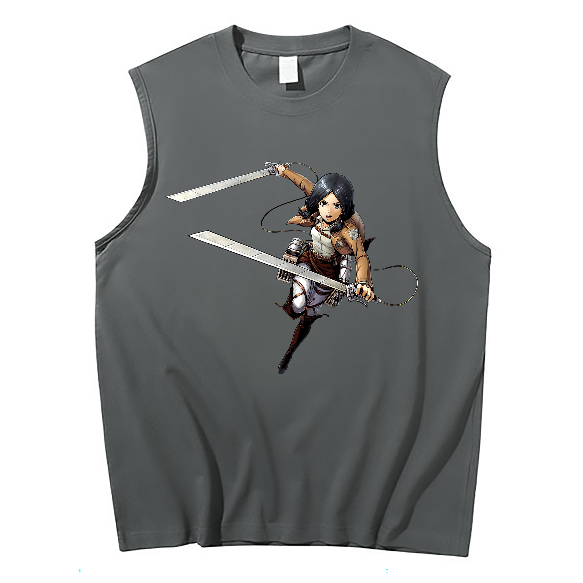 （画像用） 進撃の巨人 ミカサ·アッカーマン Attack on Titan Mikasa Ackerman コットン100％タンクトップ（フロントプリント）